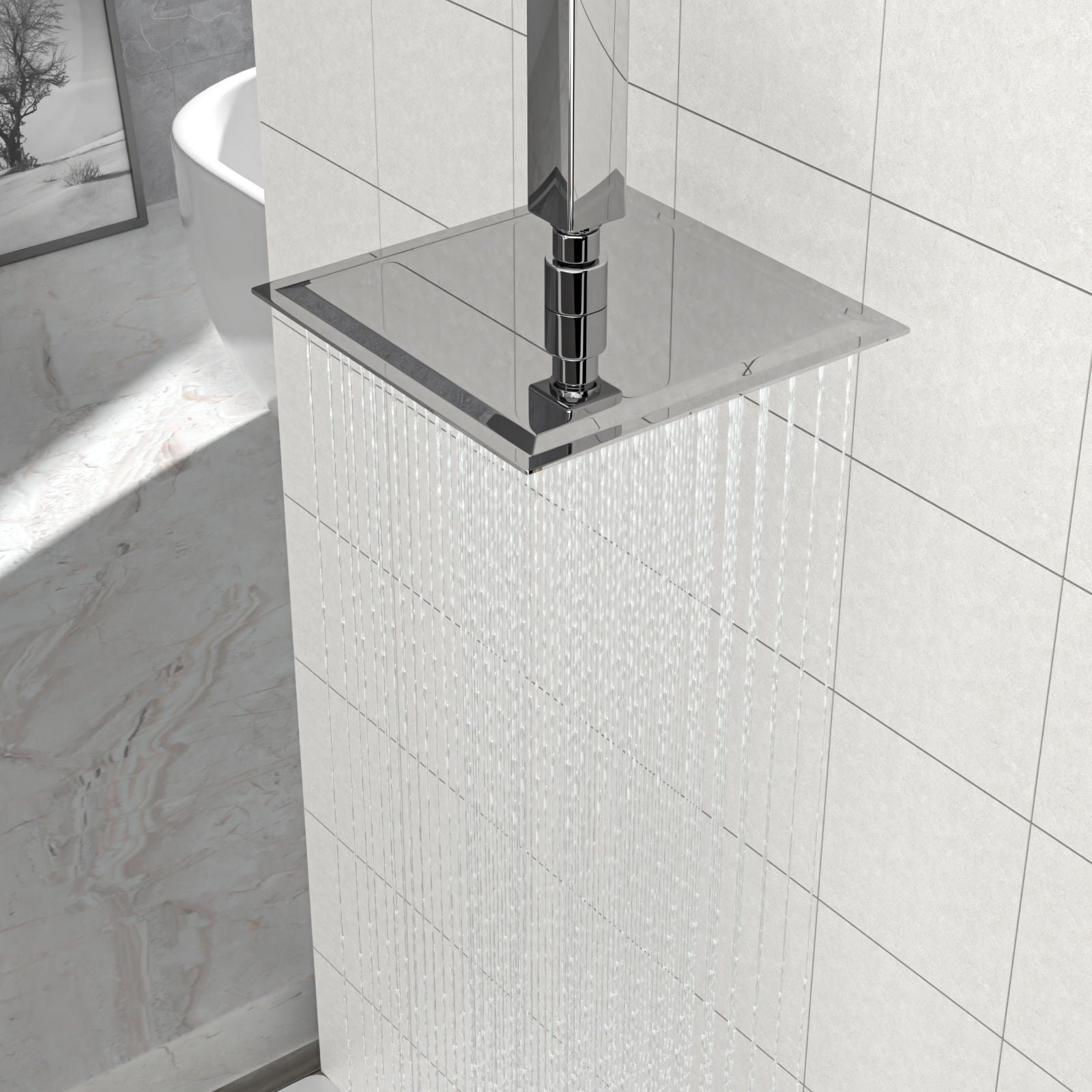 8&quot; Square Rain Shower Head, Ceiling / Wall Mount Stainless Steel Bath Fixture