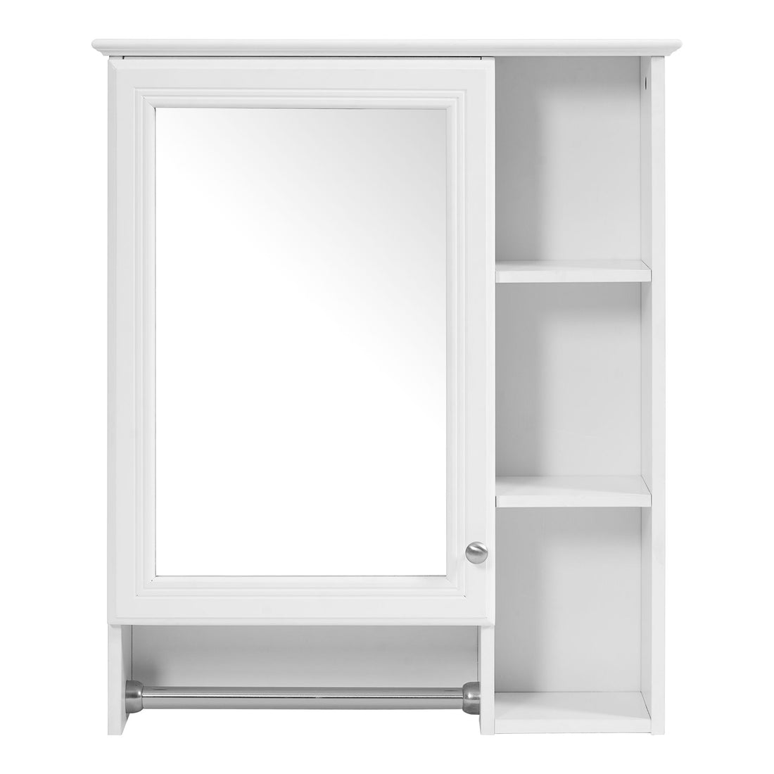 Modern 3 In 1 Bathroom Mirror Cabinet With Adjustable Shelf &amp; Towel Bar