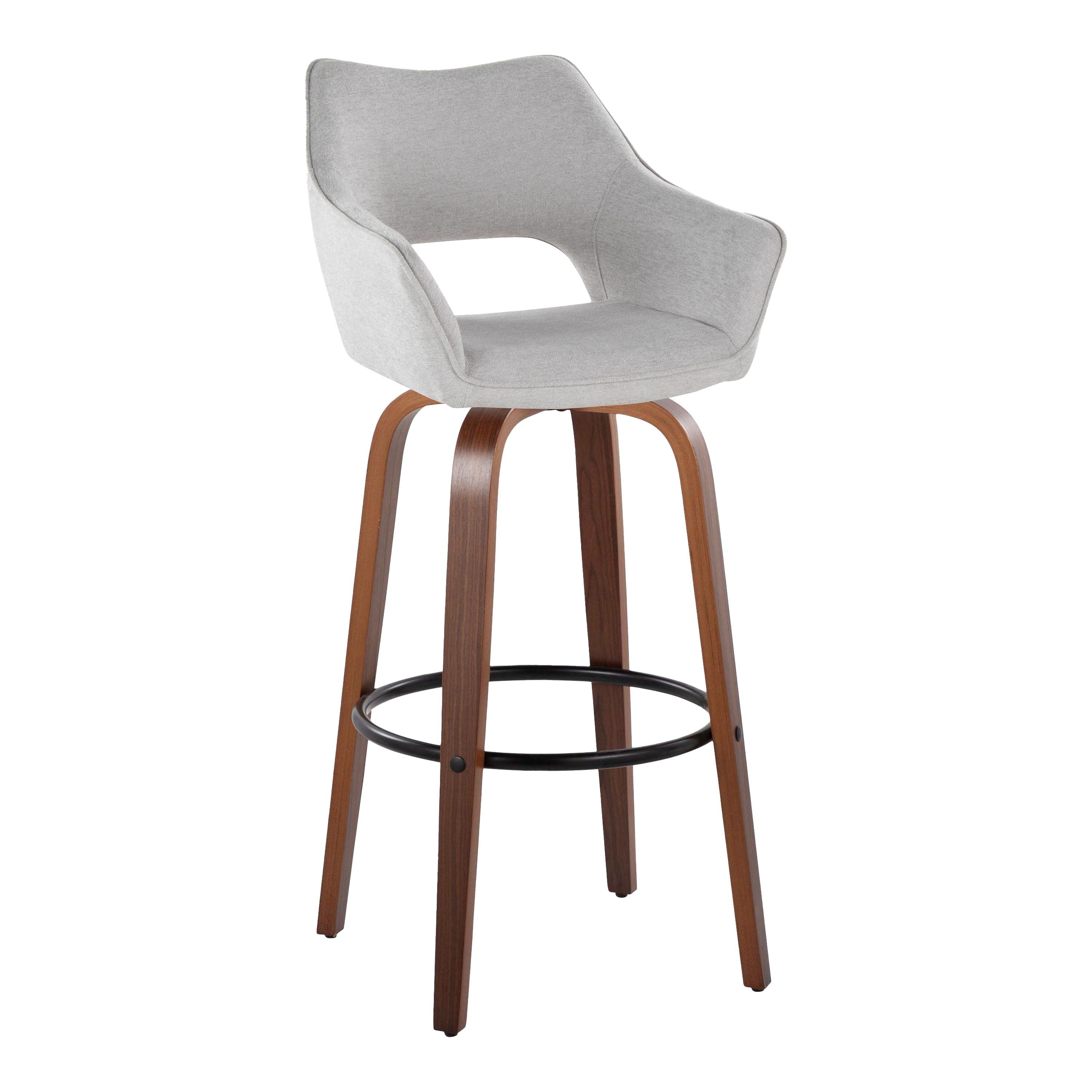 Mustang - Contemporary Fixed Height Barstool With Swivel &amp; Round Footrest (Set of 2)