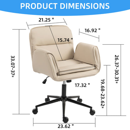 Criss Cross Swivel Desk Chair With Adjustable Armrests &amp; Wheels For Home Office