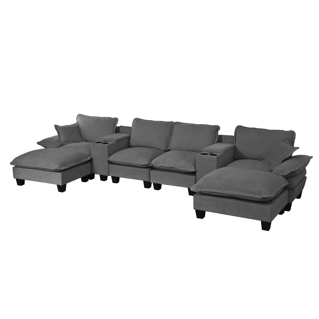 Modular Cloud Couch Sofa With Cup Holders &amp; Storage, USB Port