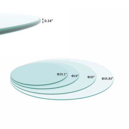 20&quot; Round Tempered Glass Table Top Clear Glass 1 / 4&quot; Thick Round Polished Edge - Transparent