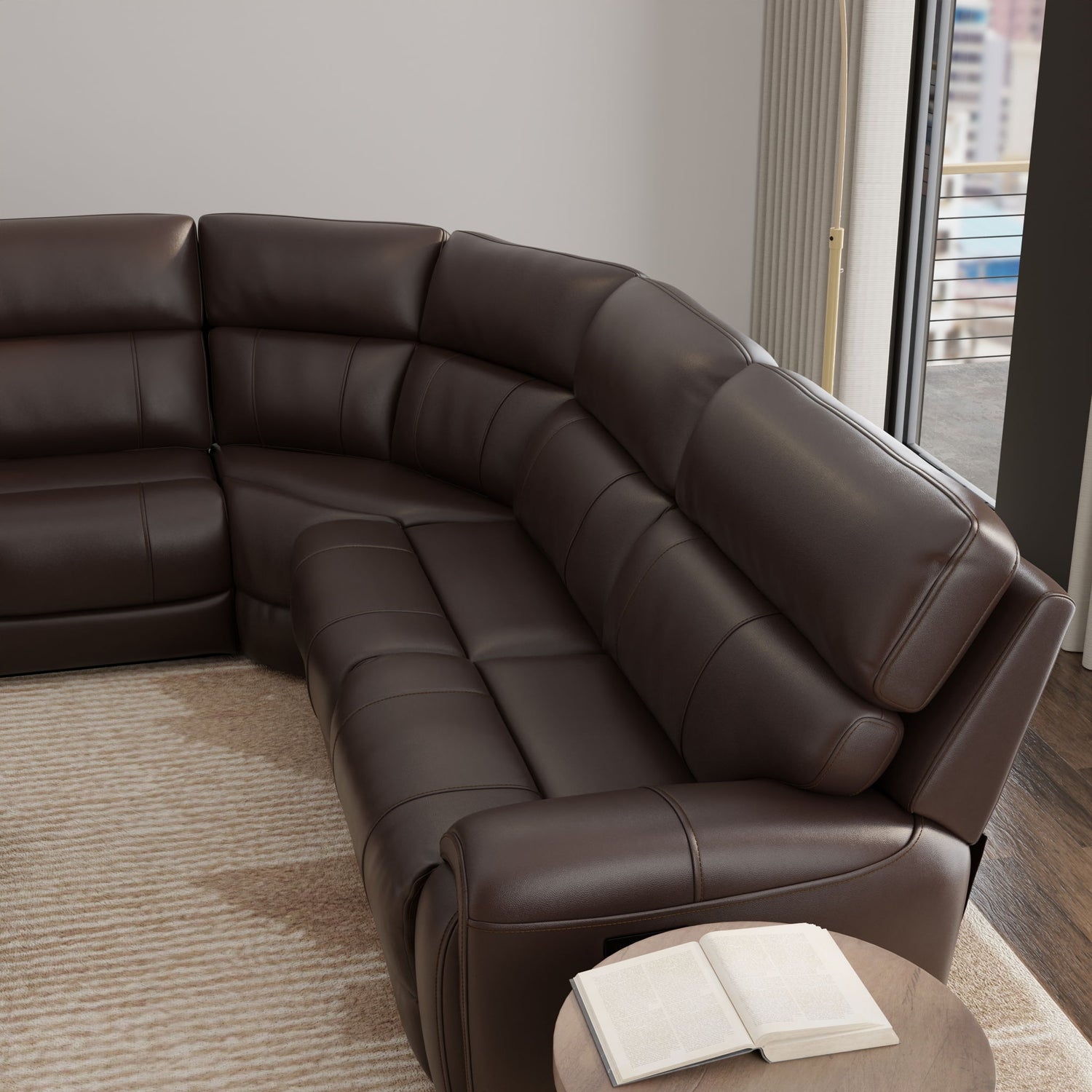 Brazil - Power Sectional With Adjustable Headrest &amp; Footrest - Dark Brown