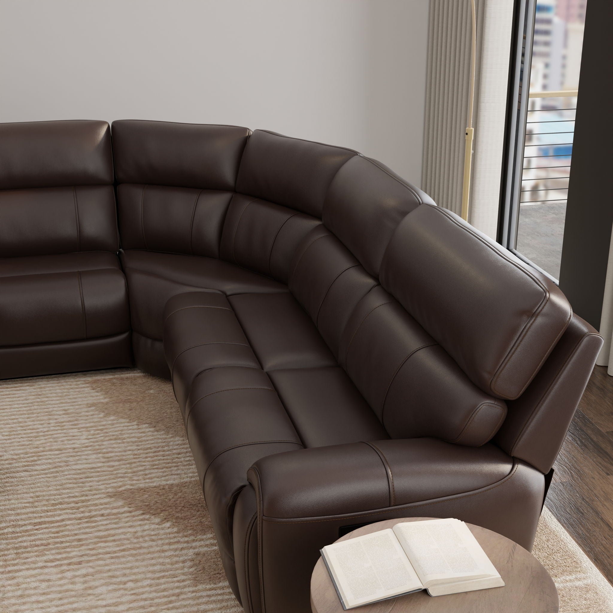 Brazil - Power Sectional With Adjustable Headrest &amp; Footrest - Dark Brown