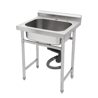 Single Bowl Utility Sink, Freestanding Commercial Kitchen Sink For Laundry Room - Brushed Nickel
