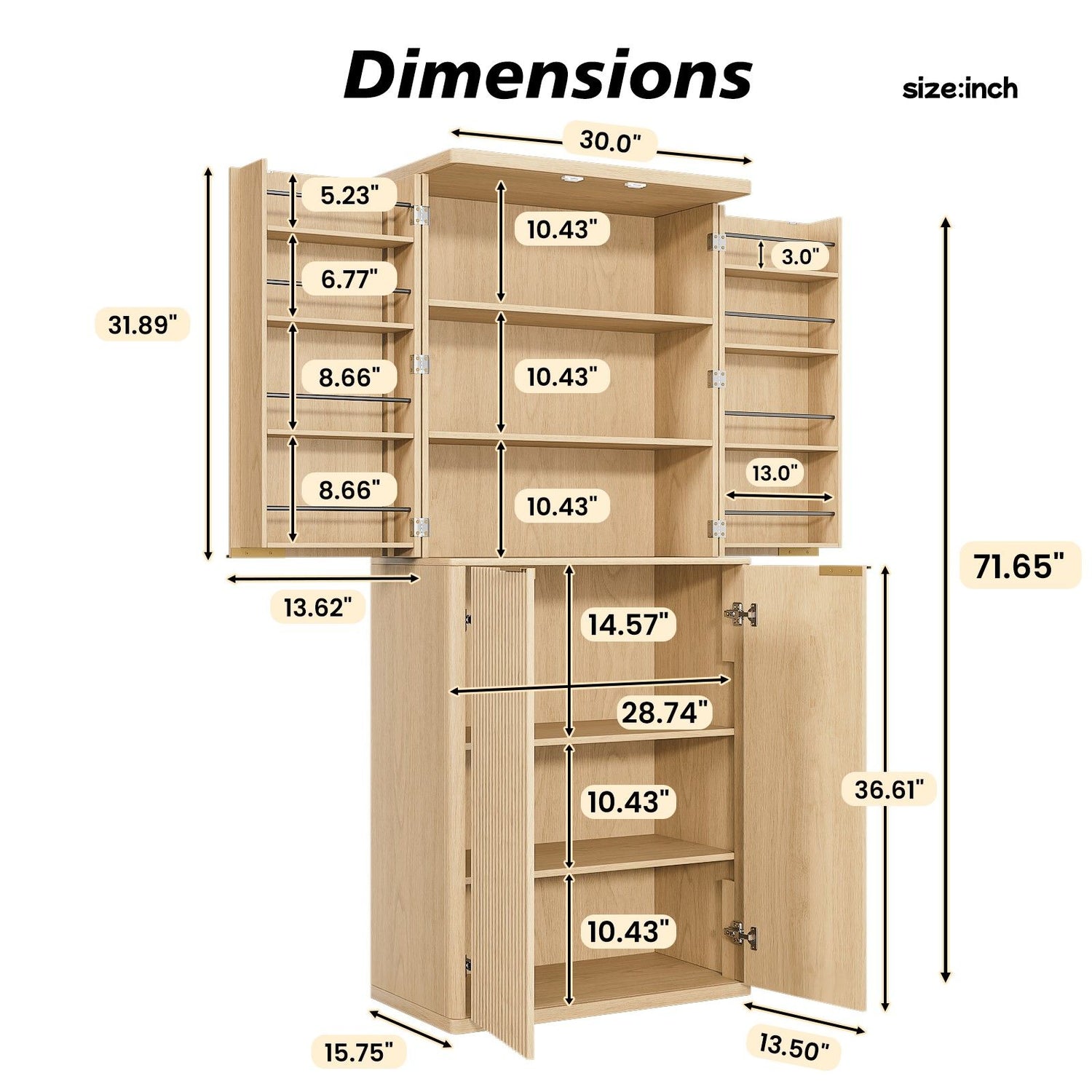 Kitchen Pantry Cabinet With 6 Doors