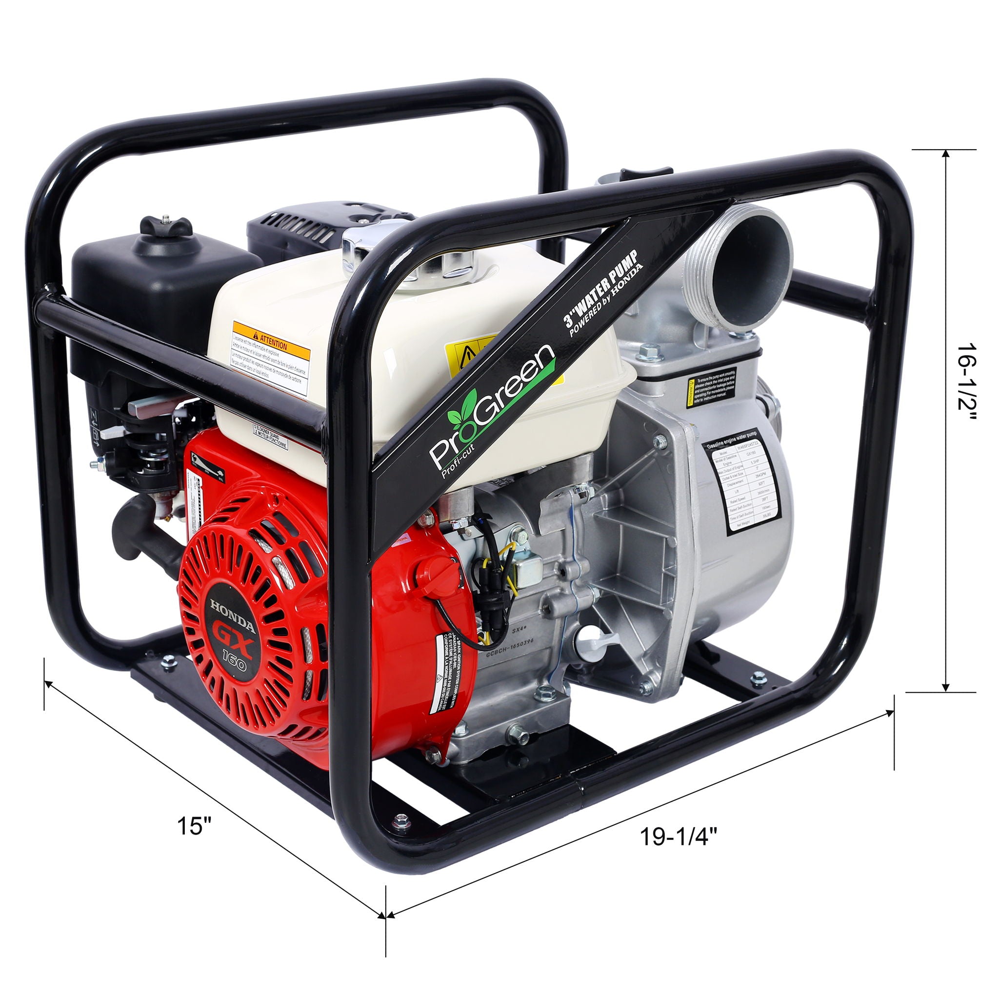 Honda - Gx160 Engine Water Pump 3&quot; 264Gpm With 3In Npt Coupler - Black / Red