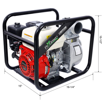 Honda - Gx160 Engine Water Pump 3&quot; 264Gpm With 3In Npt Coupler And 25Ft Flat Hose, Aluminum - Black / Red