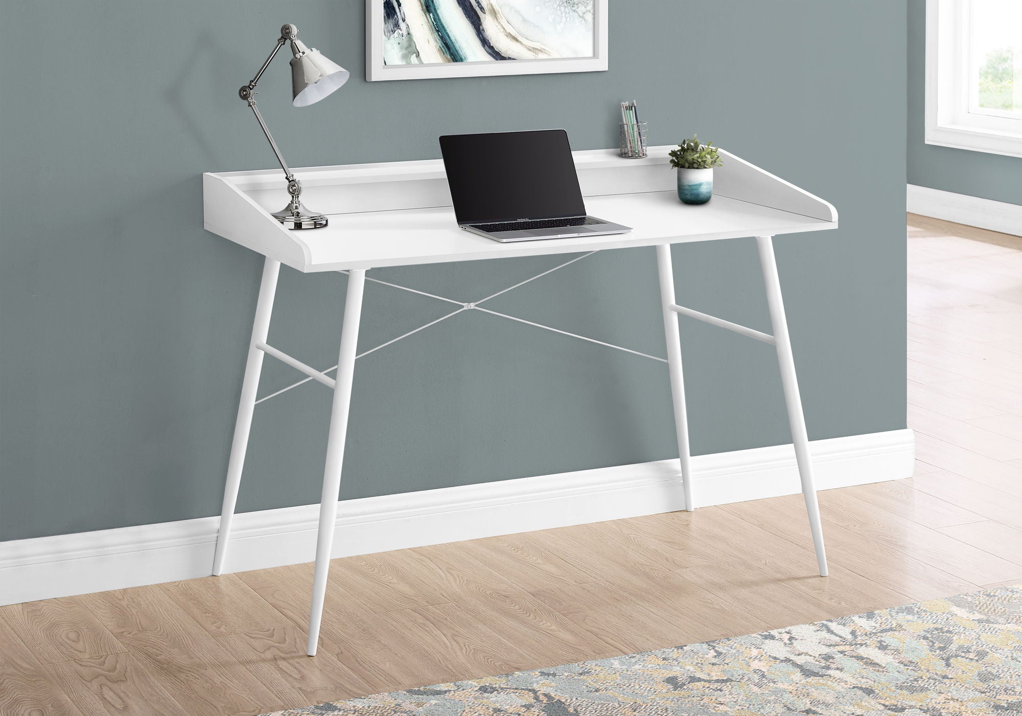 Computer Desk For Home Office, Laptop Storage Shelves, Contemporary &amp; Modern