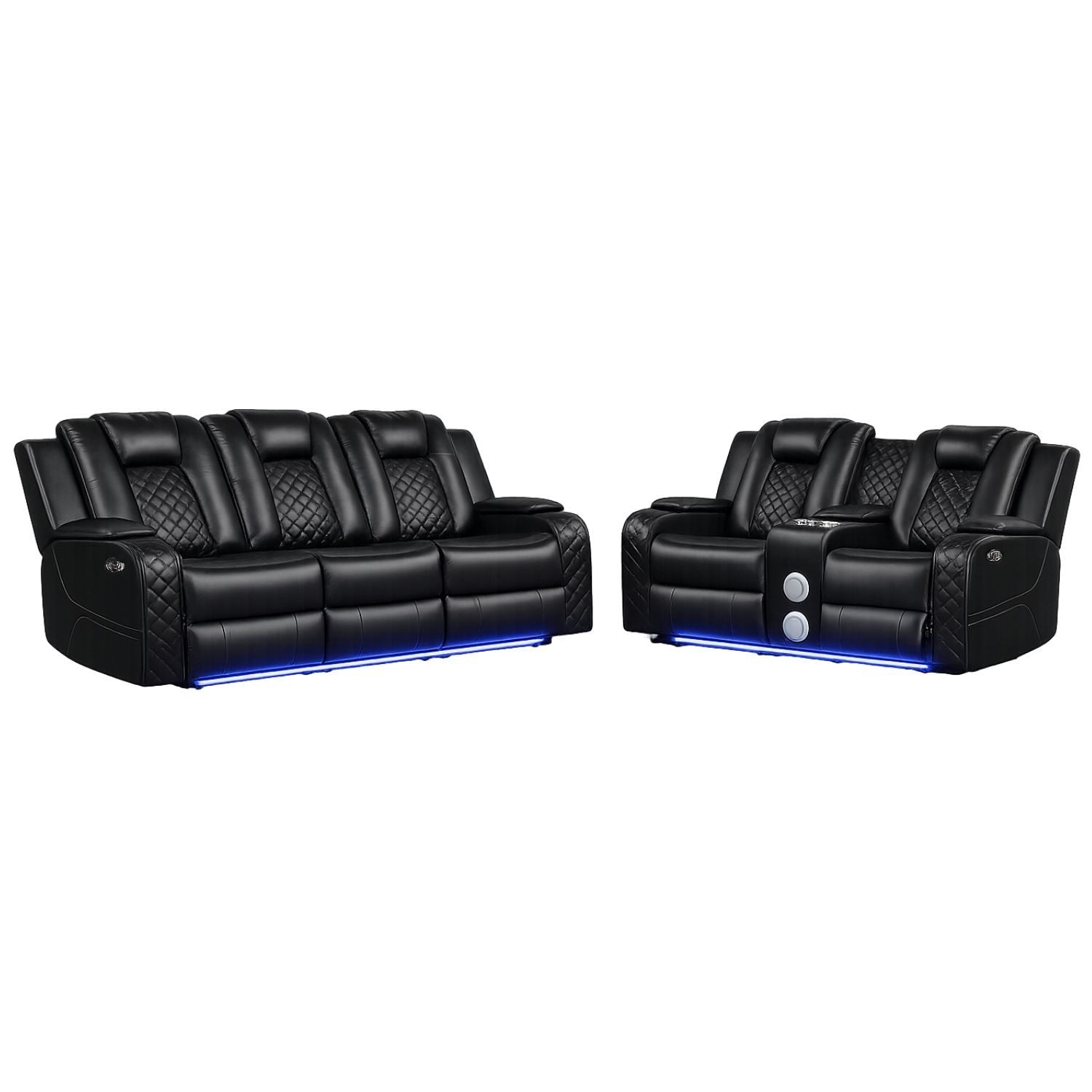 Benz - LED &amp; Power Recliner With Adjustable Headrests And Ambient LED Lighting