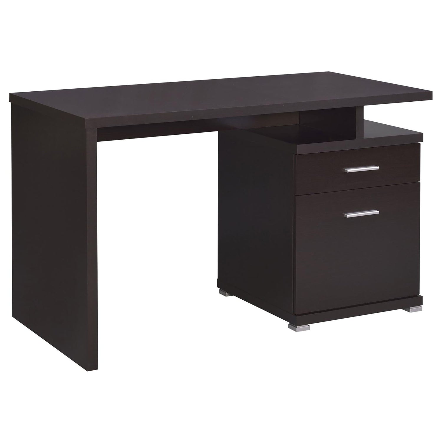 2 Drawer Reversible Office Desk With Modular Design - Brown