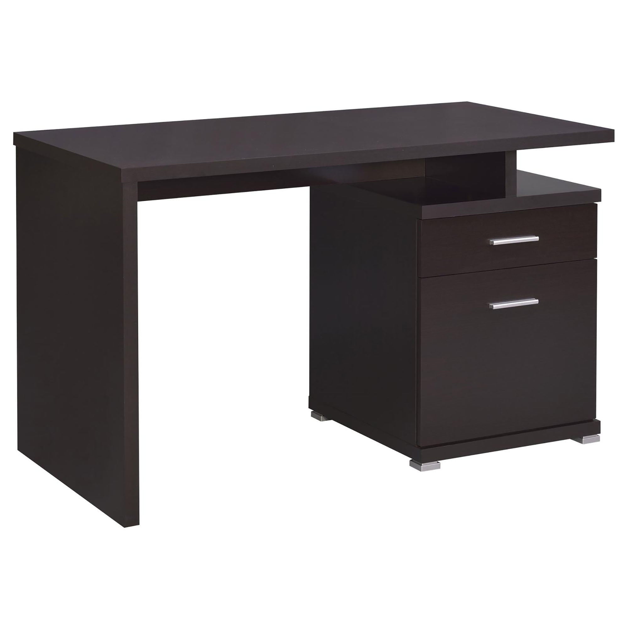2 Drawer Reversible Office Desk With Modular Design - Brown