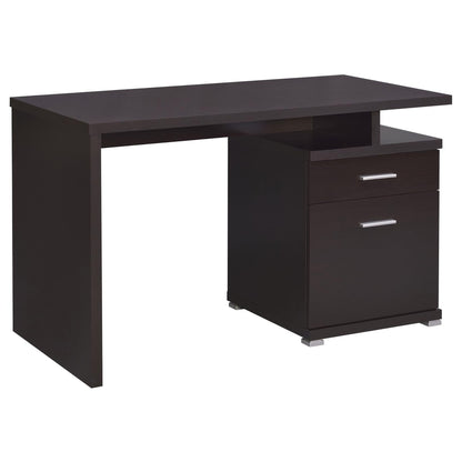 2 Drawer Reversible Office Desk With Modular Design - Brown
