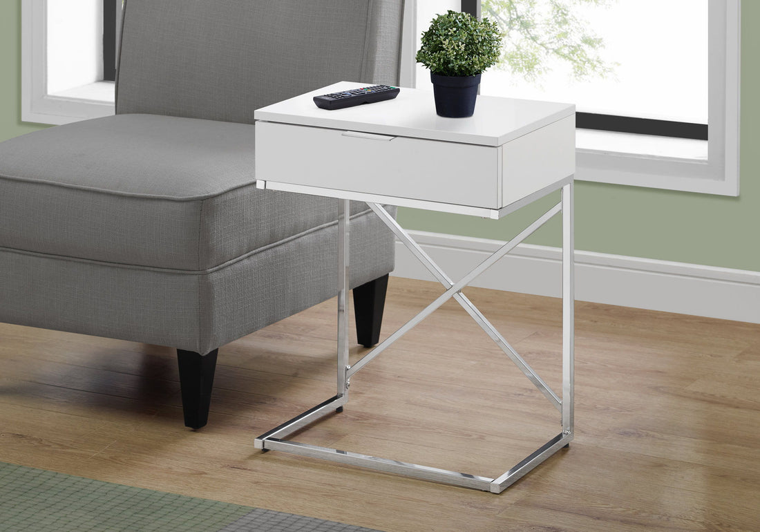 Accent Side Table, Storage Drawer, Spacious Tabletop, Contemporary &amp; Modern