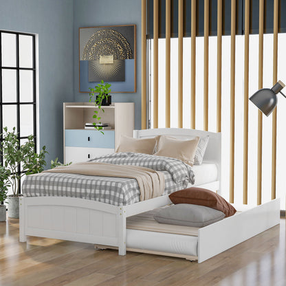 Platform Bed &amp; Headboard, Footboard And Wood Slat Support