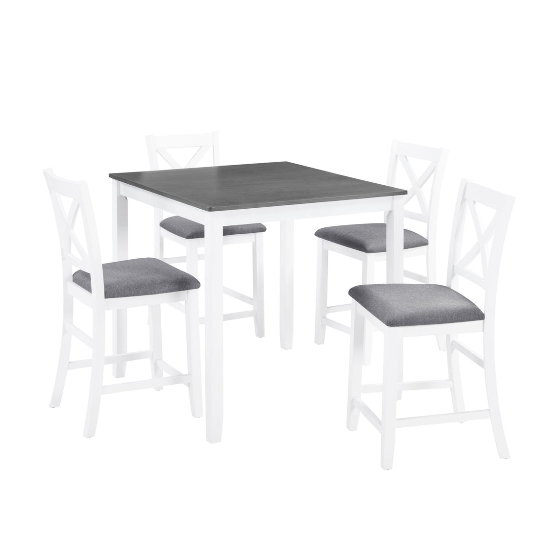 5 Piece Counter Height Dining Table Set With 4 Chairs