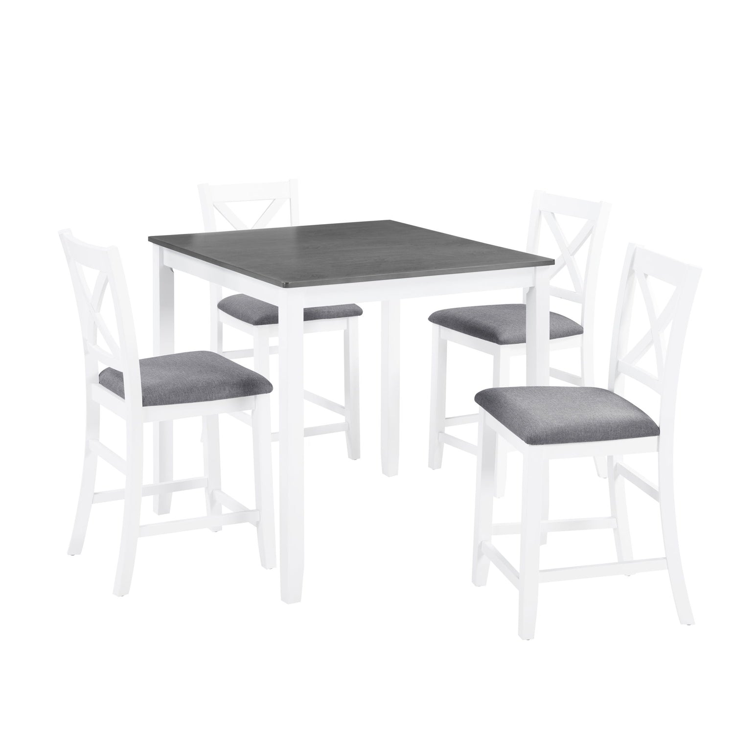5 Piece Counter Height Dining Table Set With 4 Chairs