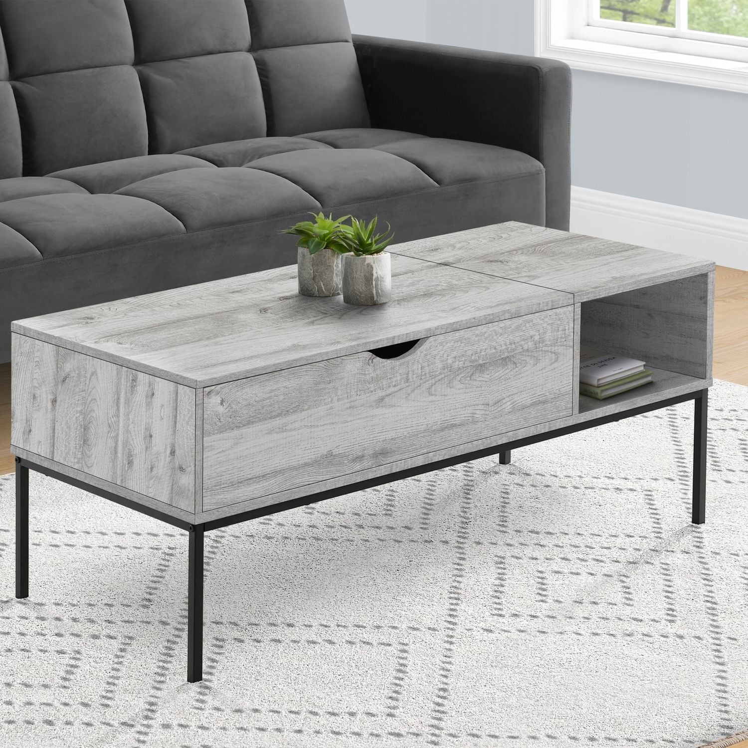 Table, Rectangular, Cocktail, Functional Lift-Top, Contemporary &amp; Modern