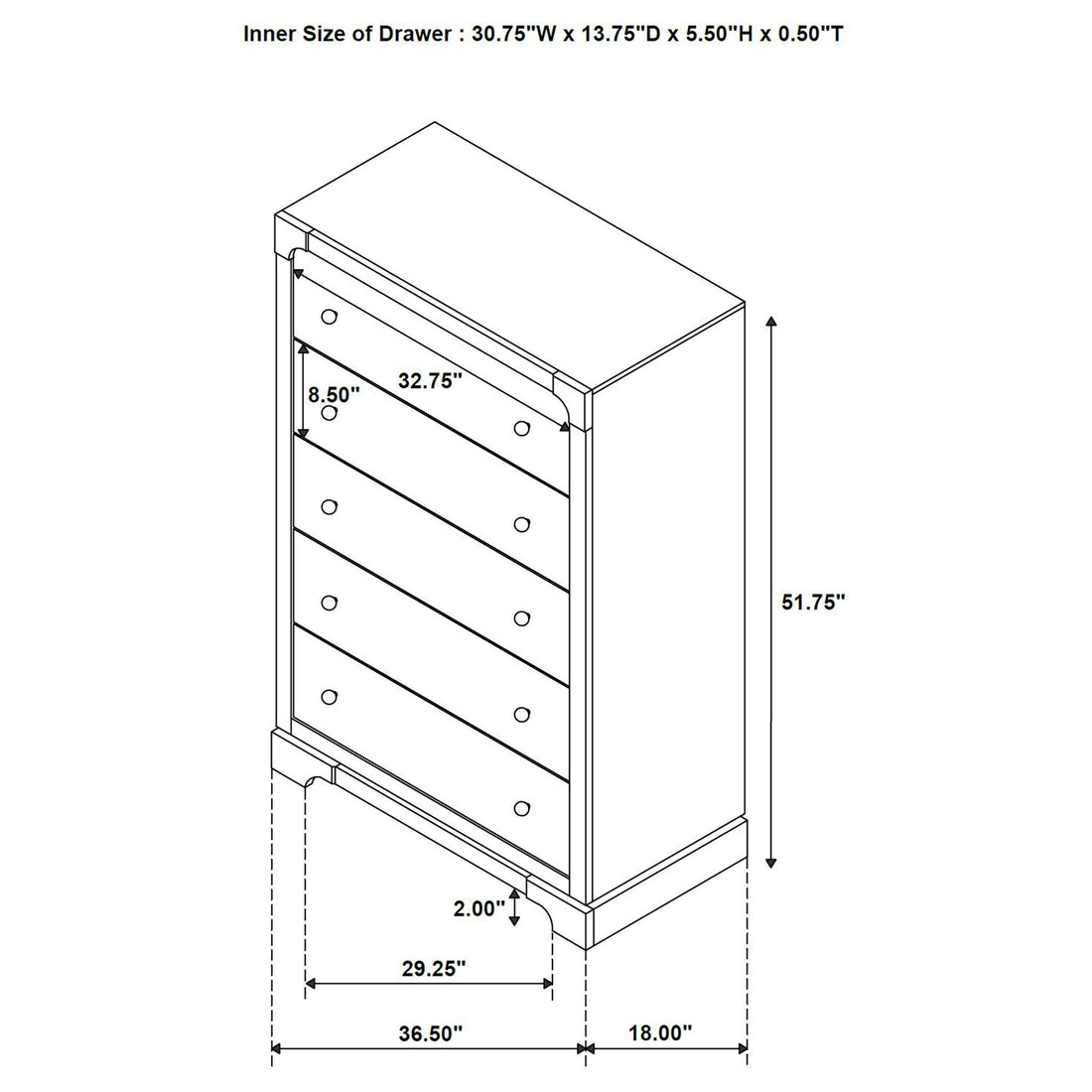 Harbington - 5 Drawer Chest - Chocolate