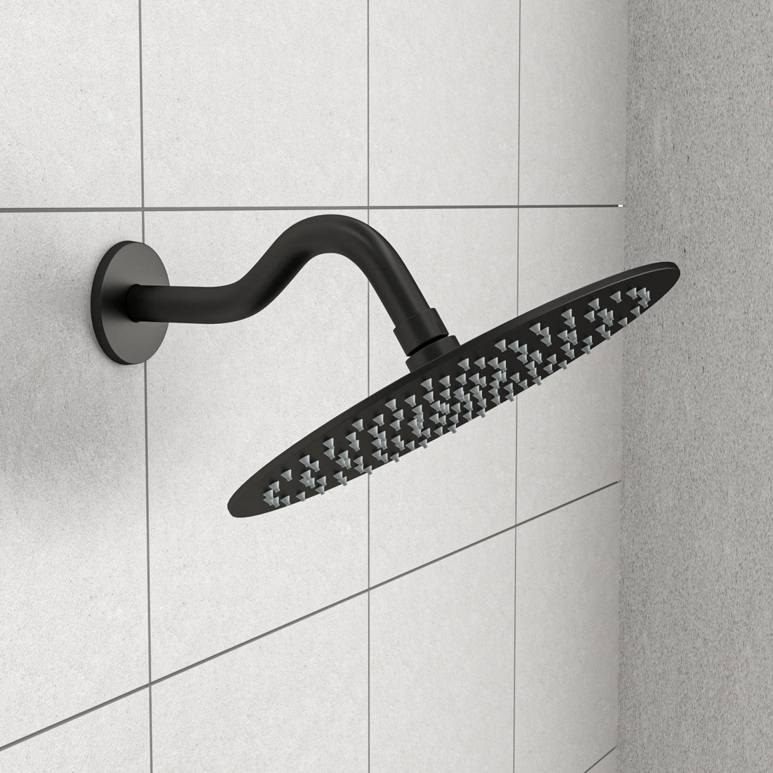 8&quot; Shower Arm With Flange, Adjustable Angles - Matte Black