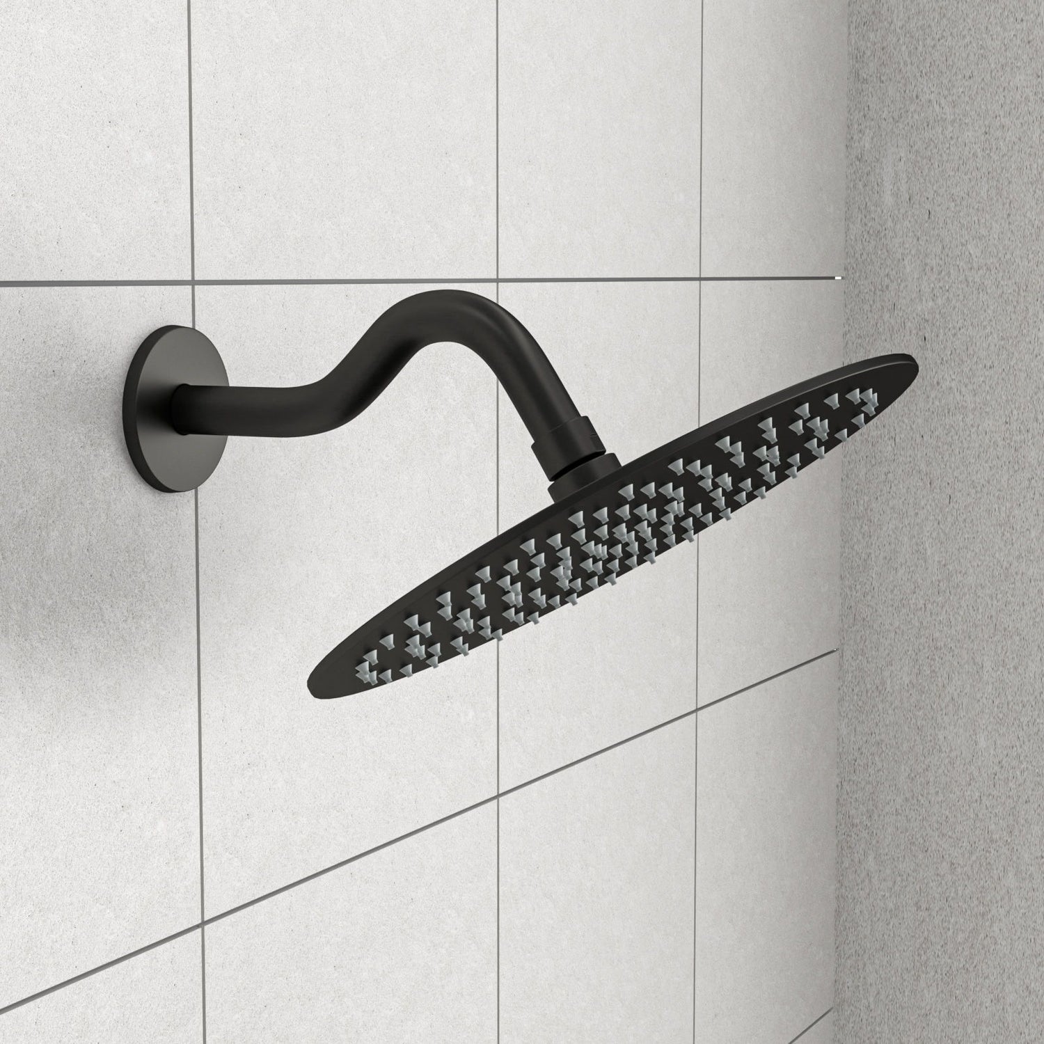 8&quot; Shower Arm With Flange, Adjustable Angles - Matte Black