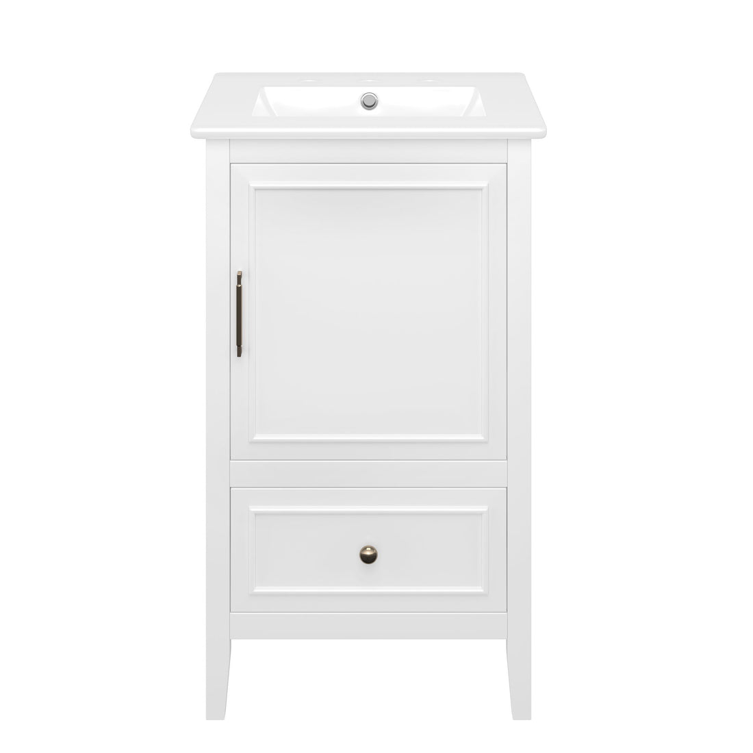 Bathroom Vanity With Sink, Adjustable Feet, 1 Drawer And Door Shelf Storage - White