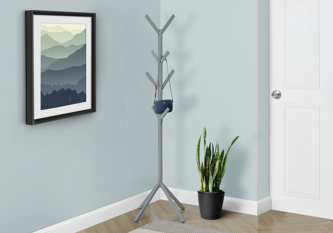 Coat Rack, Hall Tree, Free Standing, 8 Hooks, Entryway, Contemporary &amp; Modern