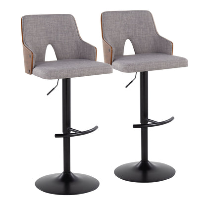 Stella - Contemporary Adjustable Barstool Stool &amp; Swivel With Rounded T Footrest (Set of 2)