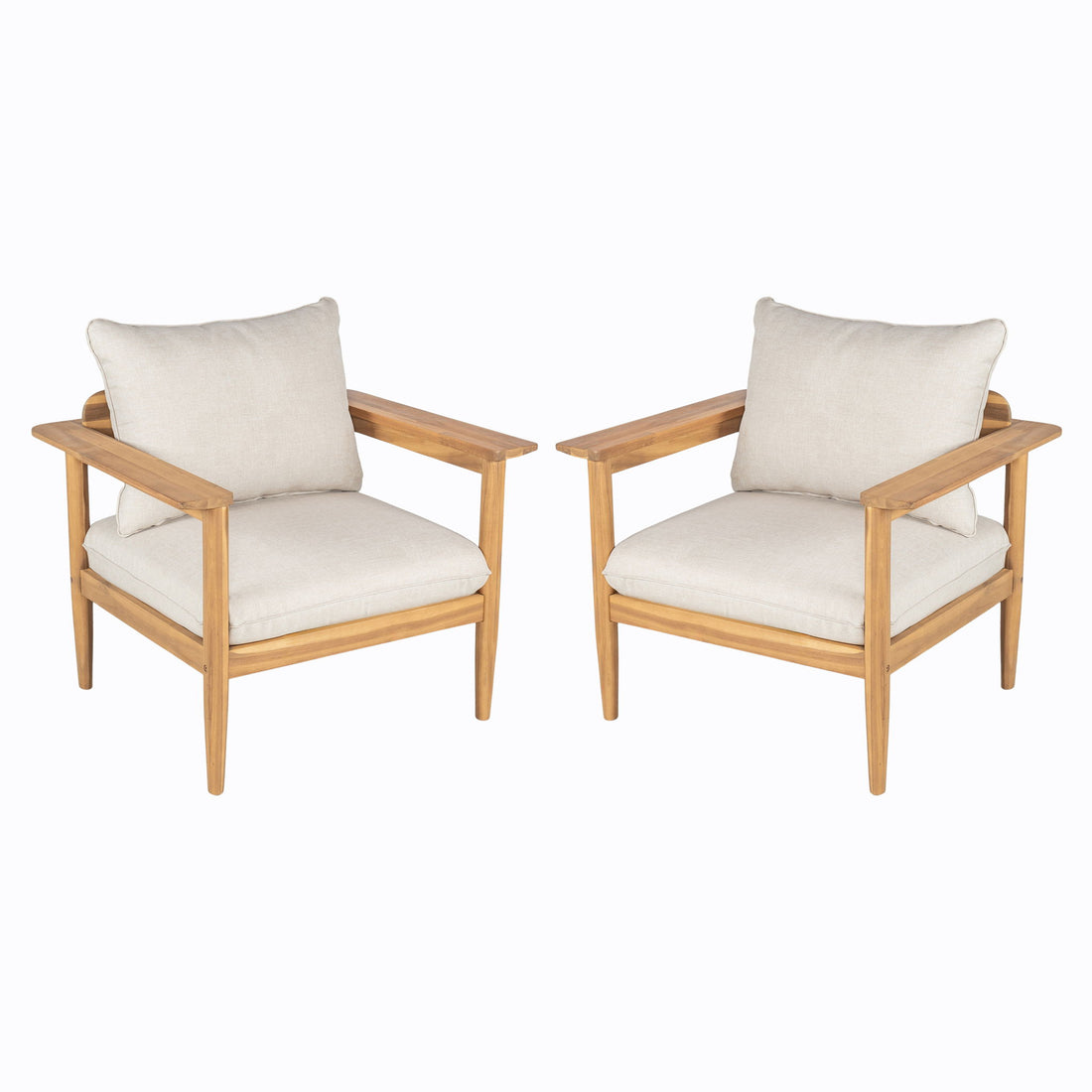 Terassi - Outdoor Lounge Chair (Set of 2) With Cushions - Beige / Light Teak