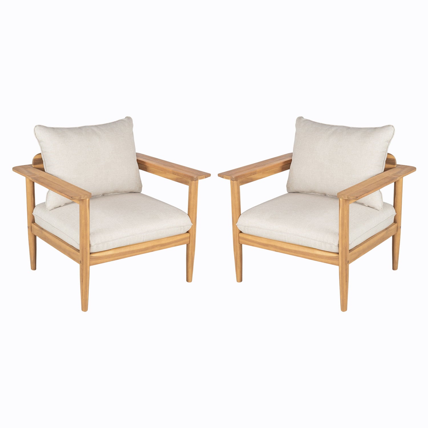 Terassi - Outdoor Lounge Chair (Set of 2) With Cushions - Beige / Light Teak