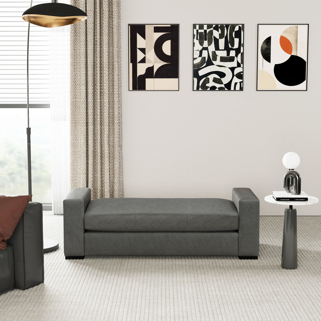 Ottoman With Unique Armrest Design For Living Spaces