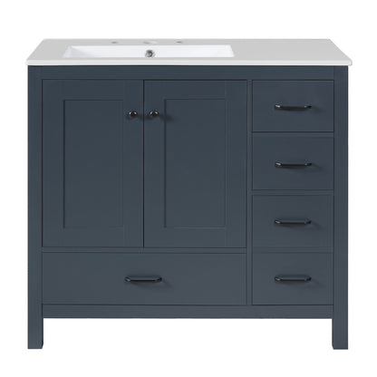 Bathroom Vanity With Sink Combo, 2 Soft Close Doors And 5 Drawers