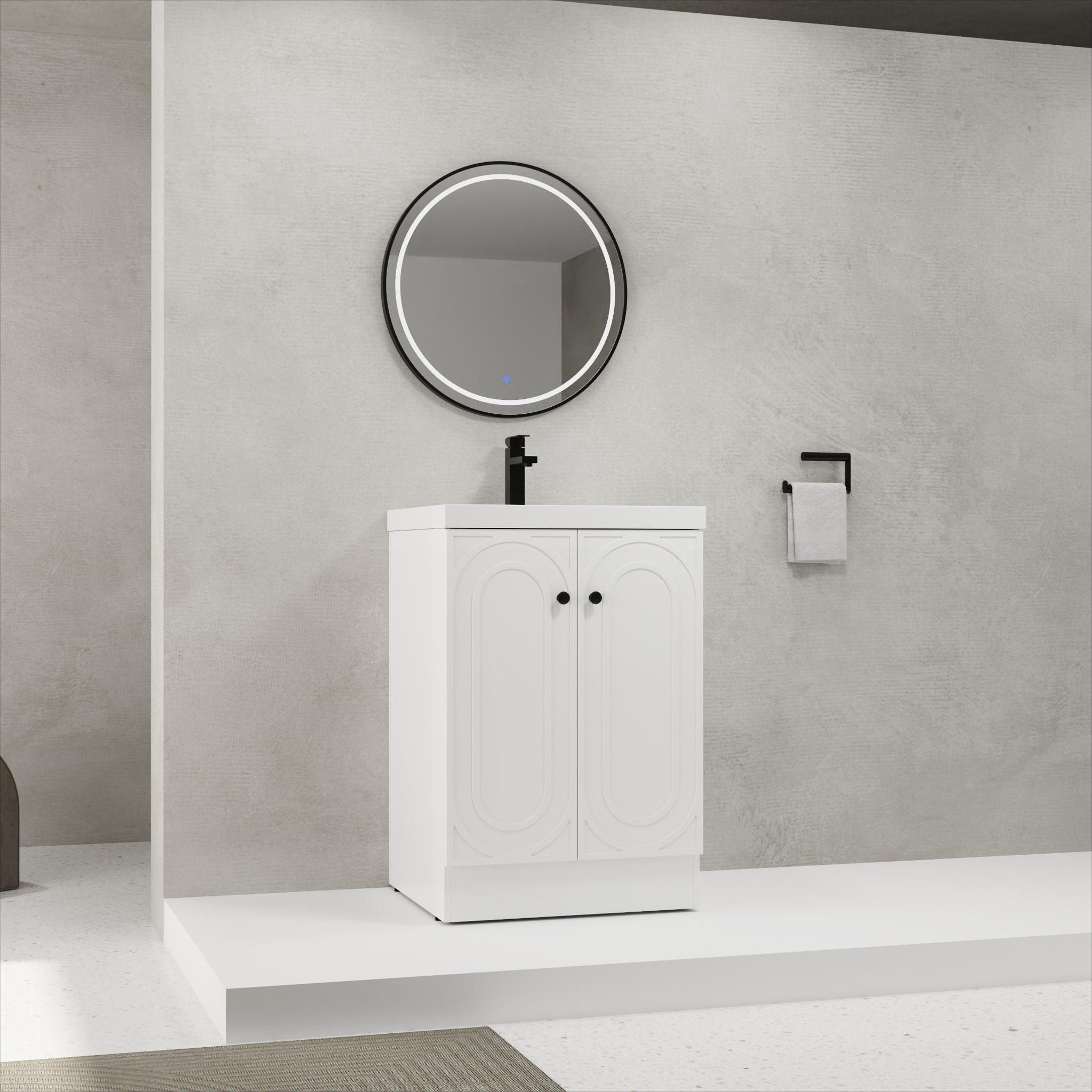 Contemporary Freestanding Bathroom Vanity With Resin Sink &amp; Soft-Close Cabinet Doors