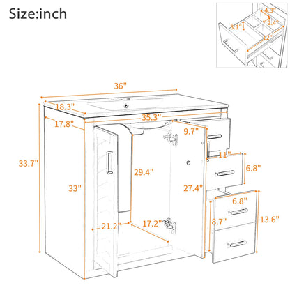 Bathroom Vanity With Sink Combo, Storage Cabinet, Freestanding Set With 3 Drawers &amp; Soft Closing Doors