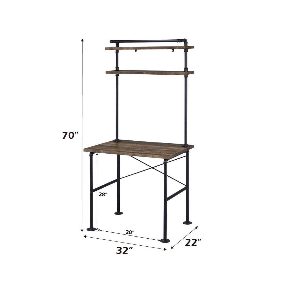 Ensata - Rustic Writing Desk - Black / Oak