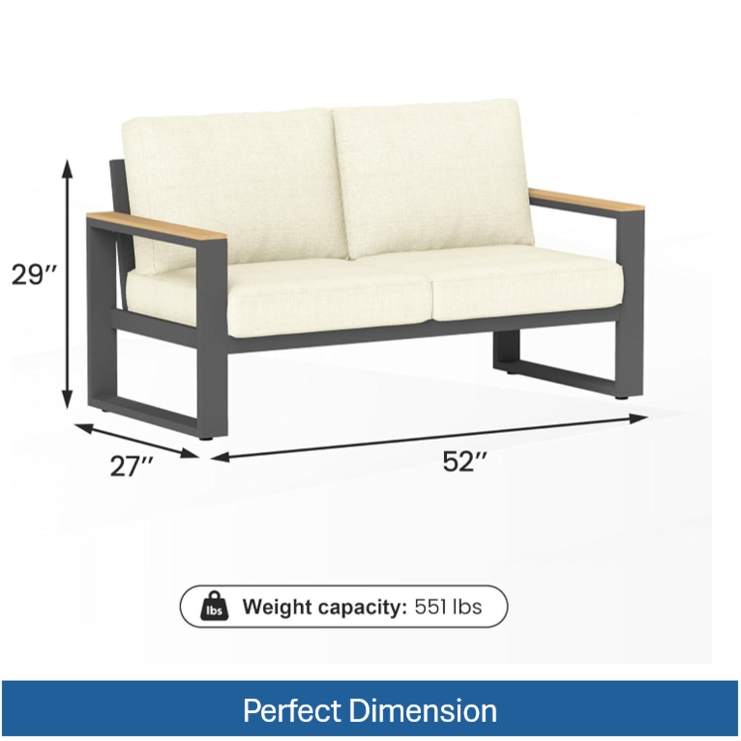 All-Weather Loveseat Sofa With Thick Cushions