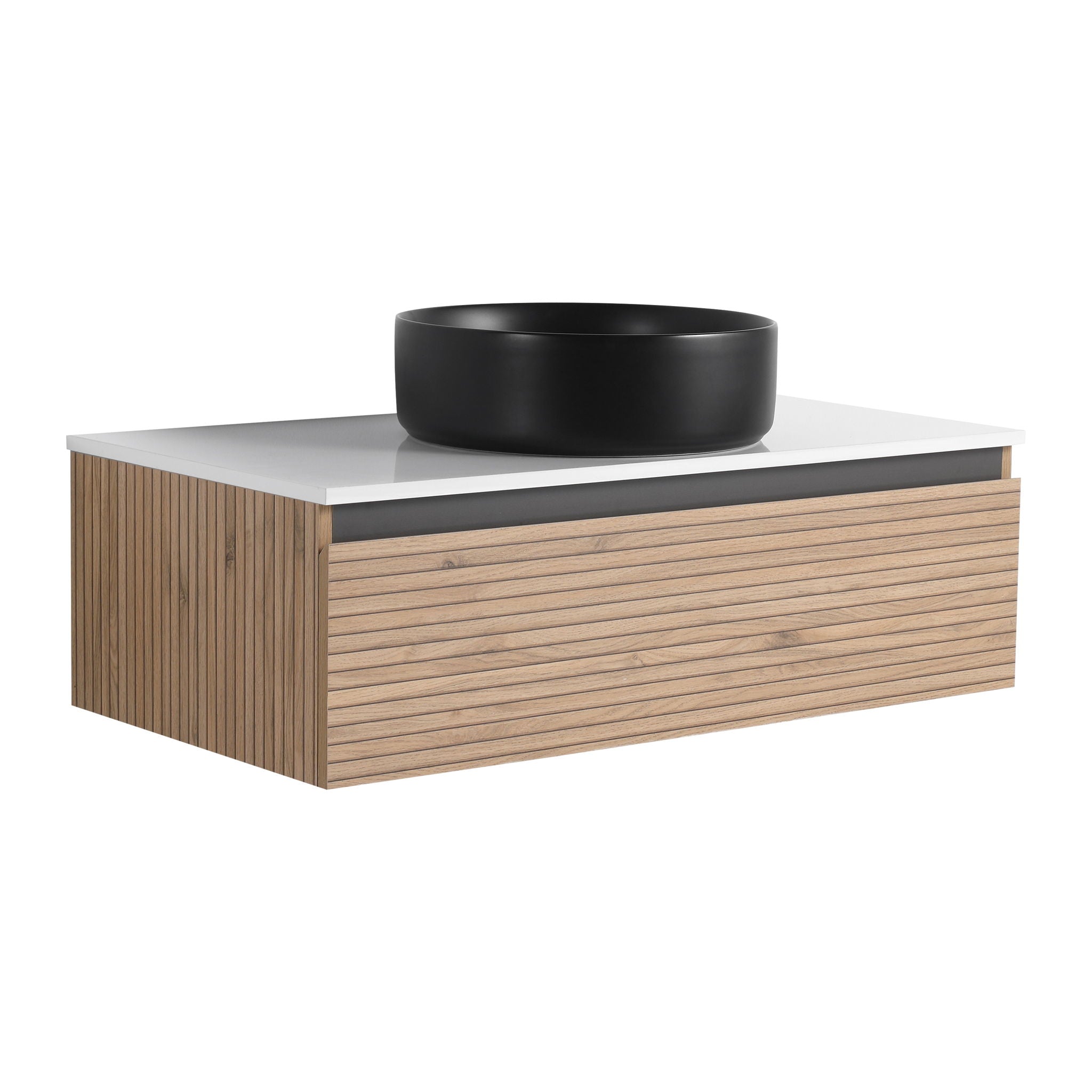 Wall Mounted Bathroom Vanity With Art Sink &amp; 1 Soft Close Drawer