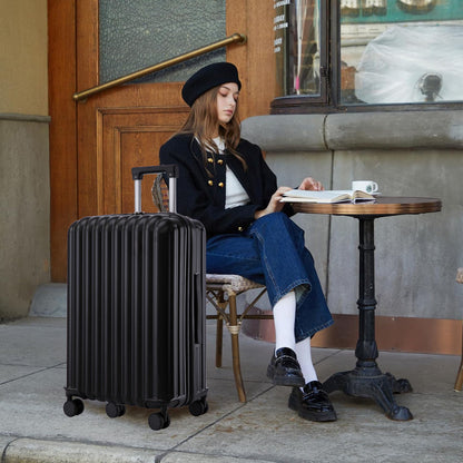 20" / 24" / 28" 3 Pieces / Set Spinner Wheel Luggage, Carry On Suitcase, With Cup Holder &amp; USB Port &amp; Phone Holder