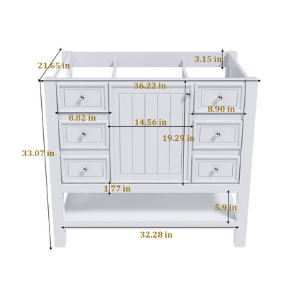 36&quot; Bathroom Vanity With 1 Cabinet And 3 Drawers 1, Storage Solution - White