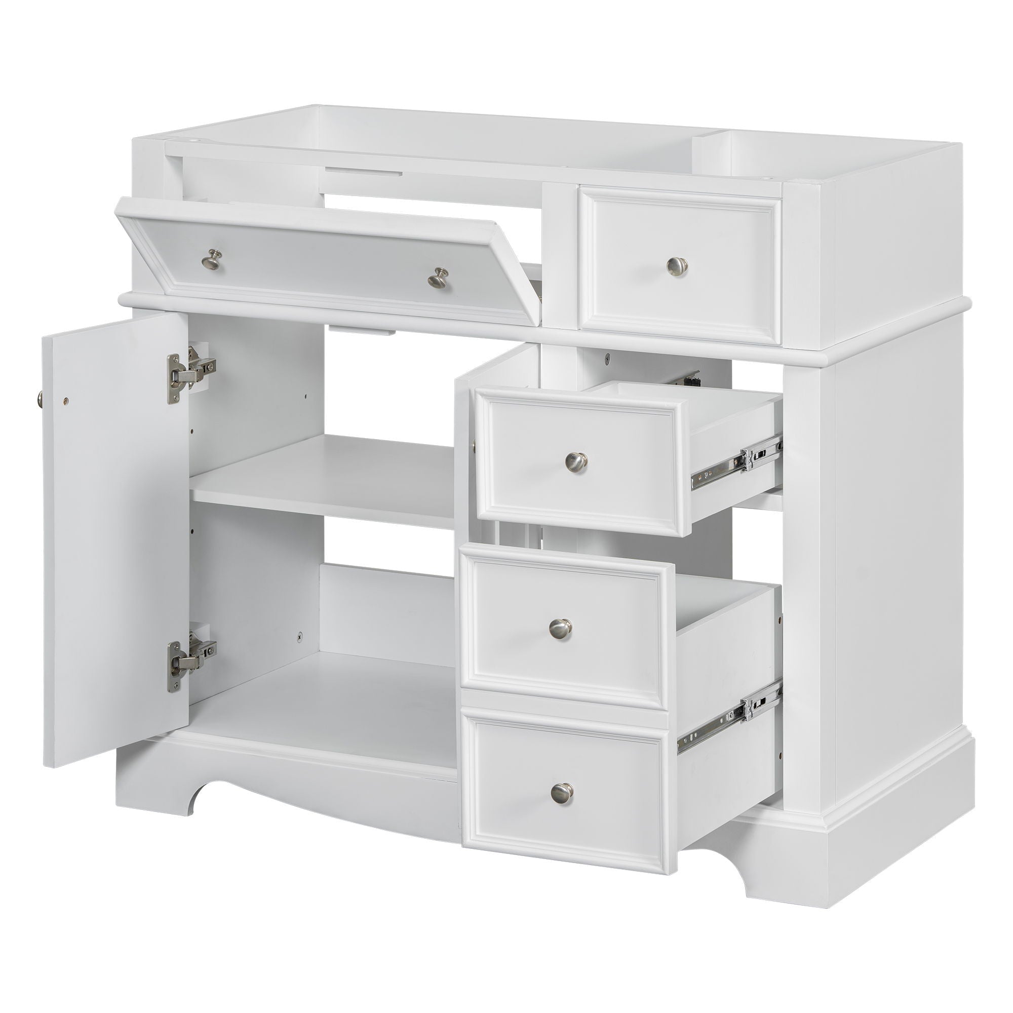 Vanity Without Basin Sink, Frame Bathroom Storage Cabinet, Freestanding Vanity With 3 Drawers &amp; Adjustable Shelf