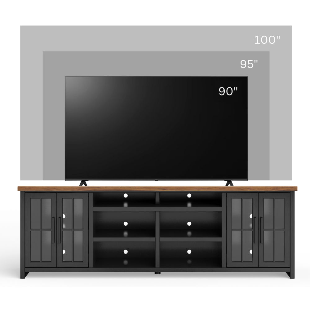 Essex - TV Stand Console For TVs Up To 100&quot; - Black, Whiskey