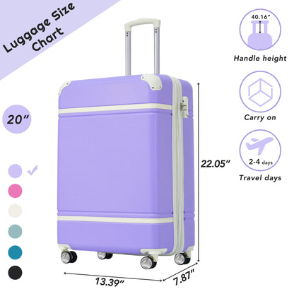 20&quot; Luggage 1 Piece With Tsa Lock, Lightweight Suitcase Spinner Wheels, Carry On Vintage Luggage