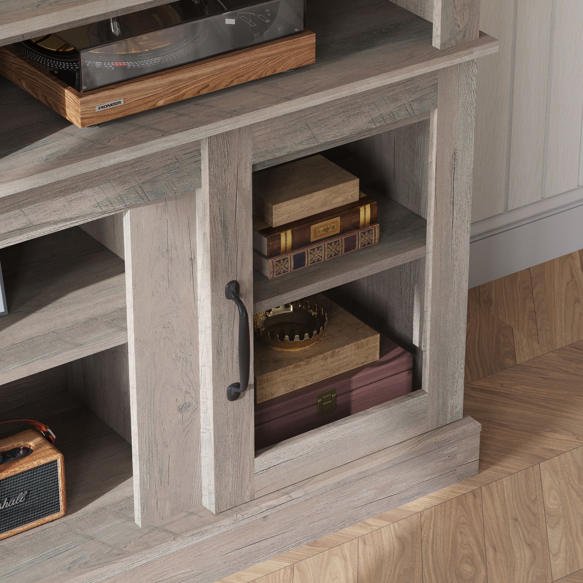 58.27&quot; TV Stand With Storage Cabinet And Shelves, TV Console Table Entertainment Center For Living Room, Bedroom - Gray