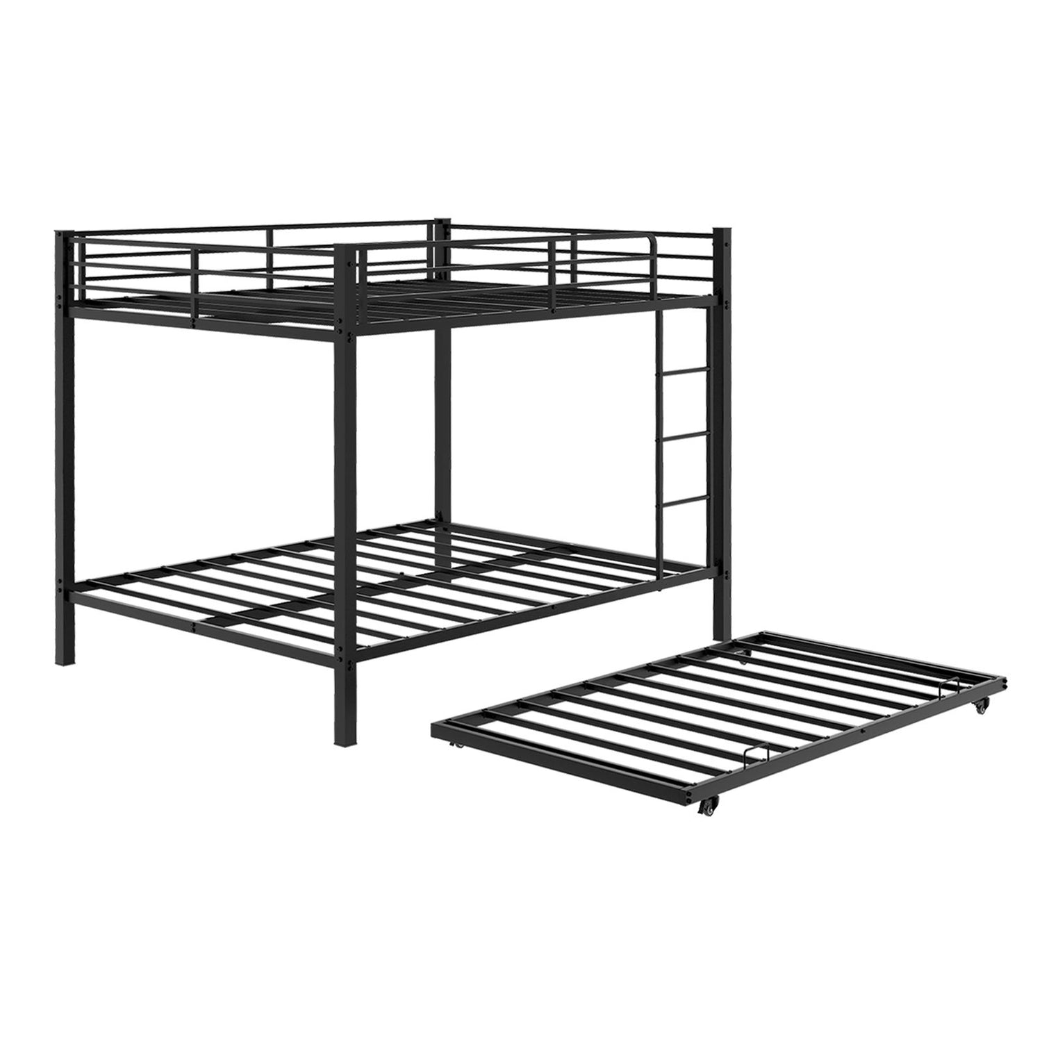 Bunk Bed For Kids, Convertible Frame With Ladders &amp; Guardrail