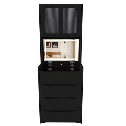 3 In 1 Vanity Table With LED Mirror &amp; Storage Stool For Bedroom