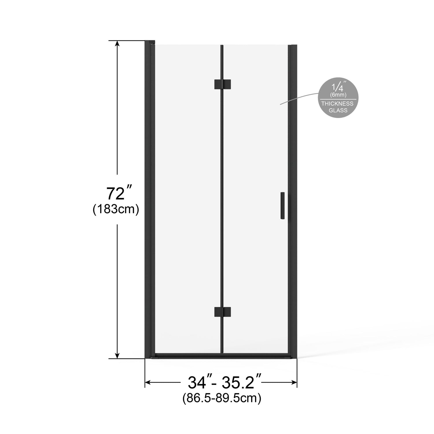 Bifold Frameless Glass Shower Door With Pivot Swing Panel, Tempered Clear Glass