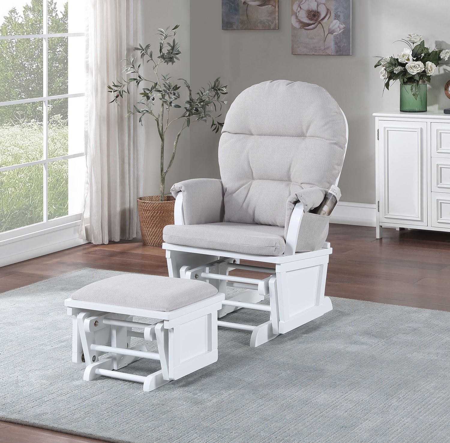 Madison - Glider &amp; Ottoman - White Base