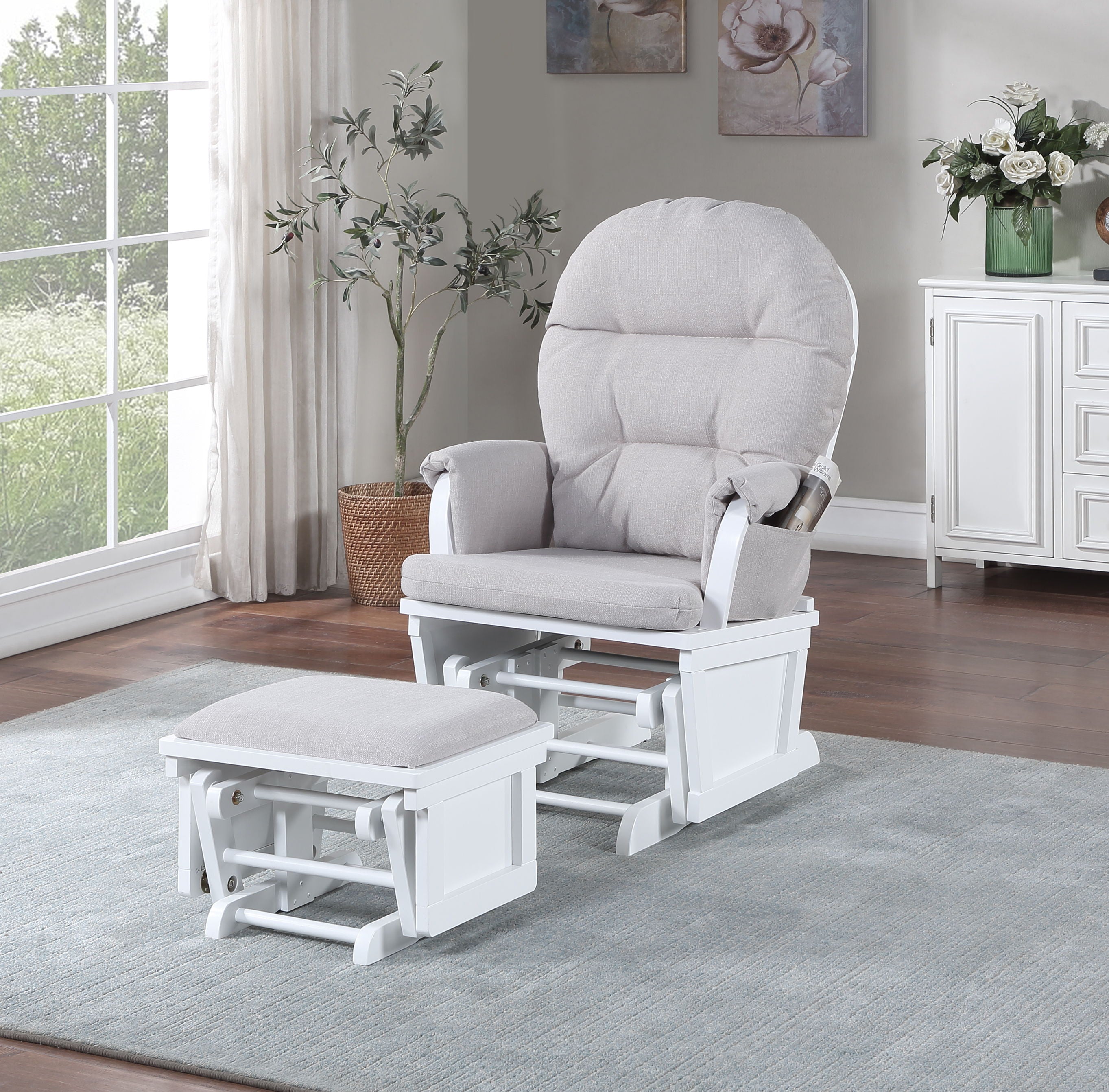 Madison - Glider &amp; Ottoman - White Base