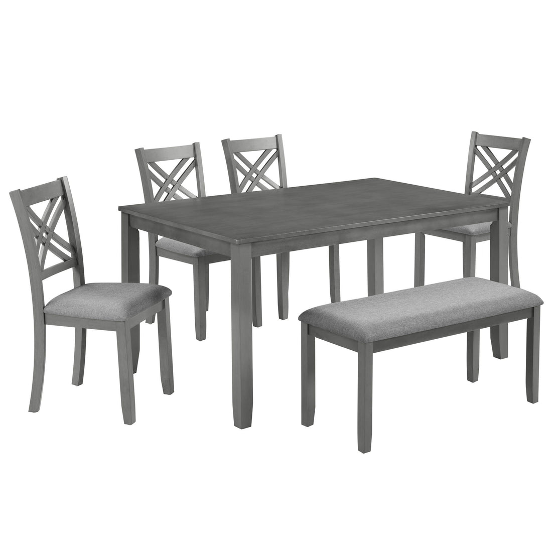 Kitchen Dining Set, Rectangular Dining Table &amp; Upholstered Chairs