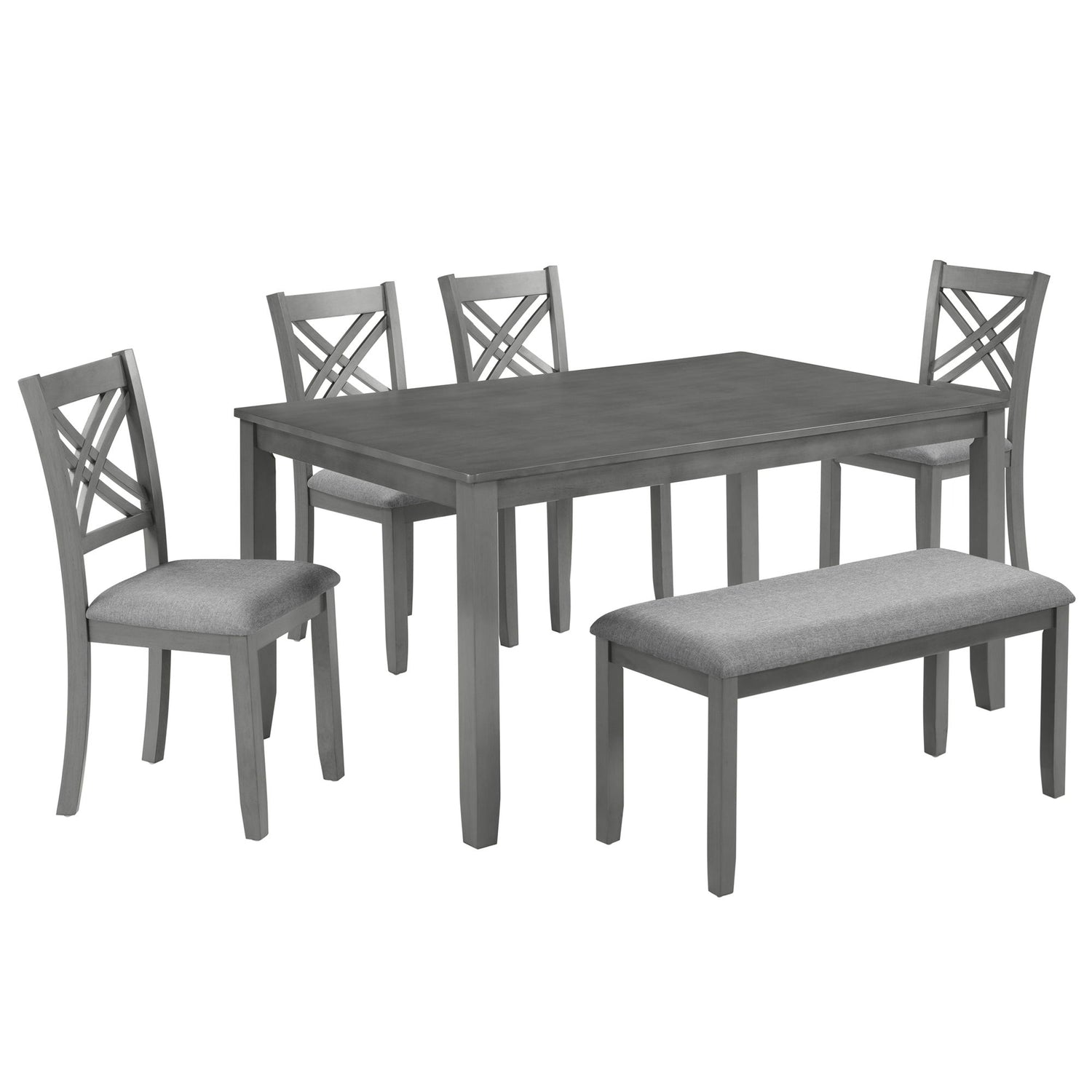Kitchen Dining Set, Rectangular Dining Table &amp; Upholstered Chairs